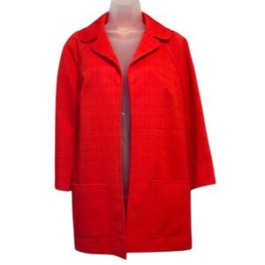 Vintage handmade orange women’s jacket blazer pockets tweed three quarter sleeve
